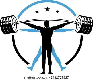 man lifting weight logo design