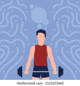 man lifting weight on blue background
