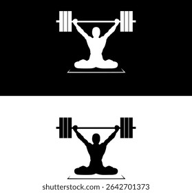a man lifting weight in yoga pose logo vector file