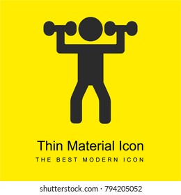 Man Lifting Weights bright yellow material minimal icon or logo design