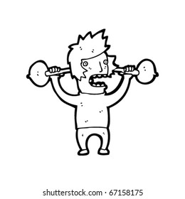 man lifting weights cartoon