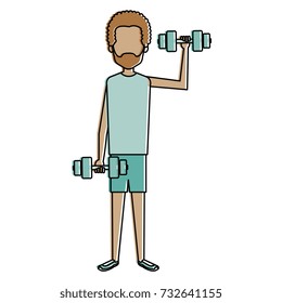 man lifting weights character