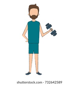 man lifting weights character