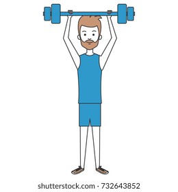 man lifting weights character