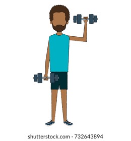 man lifting weights character