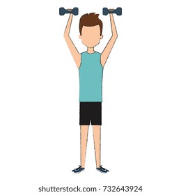 man lifting weights character