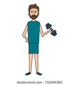 man lifting weights character