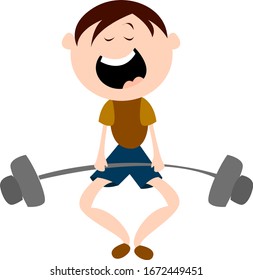 Man lifting weights, illustration, vector on white background.