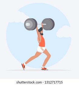 man Lifting Weights over head 