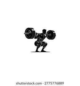 Man lifting weights in squat position