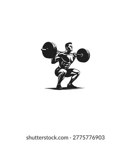 Man lifting weights in squat position