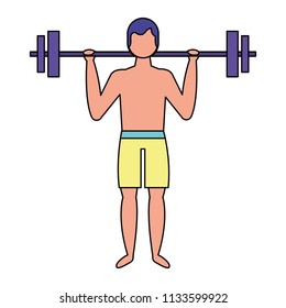 man lifting weights with swimsuit