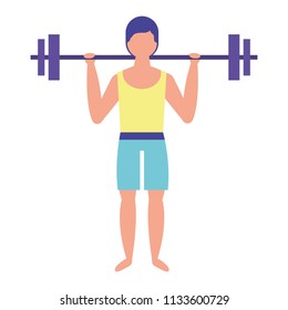 man lifting weights with swimsuit