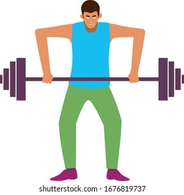 Un hombre levantando pesos, imagen vectorial. 