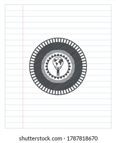 Menschen, die die Welt heben Symbol mit Bleistift-Effekt. Vektorgrafik. Detaillierte Angaben. 
