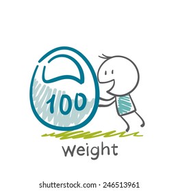 man lifts a weight illustration