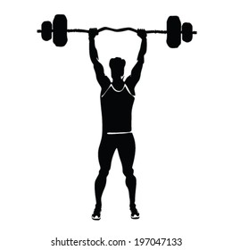 man lifts weights vector illustration