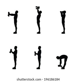 man lifts weights vector silhouette