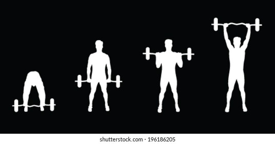 man lifts weights vector silhouette