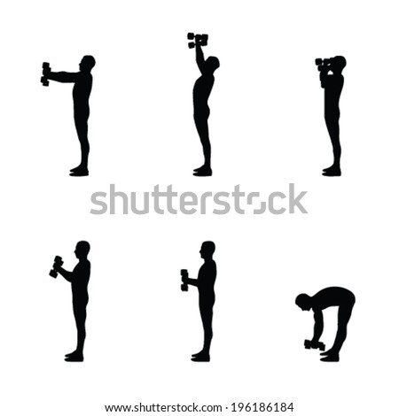 man lifts weights vector silhouette