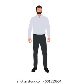Man in light blue shirt standing. Business man vector illustration