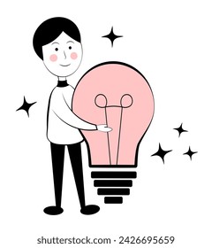 Man and light bulb. Doodle