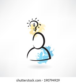 man with light bulb grunge icon