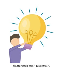man with light bulb idea icon