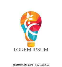 Man and light bulb logo design. Concept for business, creativity, innovation, coaching, education.