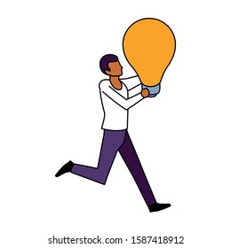 man with light bulb on white background vector illustration design