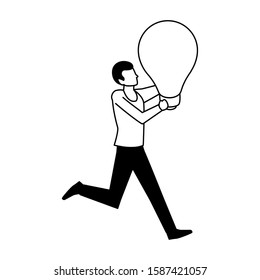 man with light bulb on white background vector illustration design