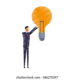 man and lightbulb idea icon image 