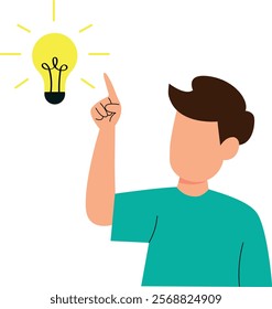  Man with Lightbulb Idea Vector Illustration

