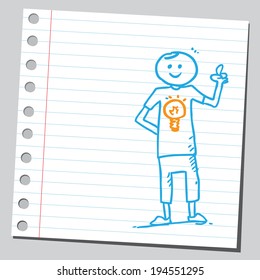 Man with lightbulb on his t-shirt