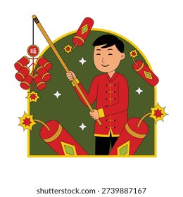 Man Lighting Firecrackers for Celebration