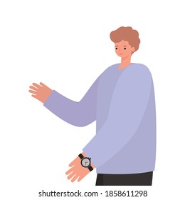 man with ligth brown hair and purple coat vector illustration design