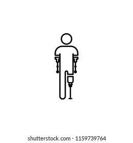 man with limb prostheses icon. Element of disabled icon for mobile concept and web apps. Thin line man with limb prostheses icon can be used for web and mobile