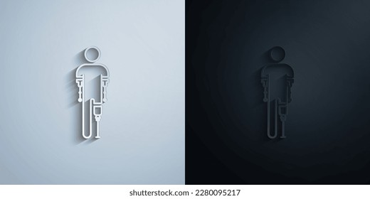 man with limb prostheses paper icon with shadow effect vector illuistration design
