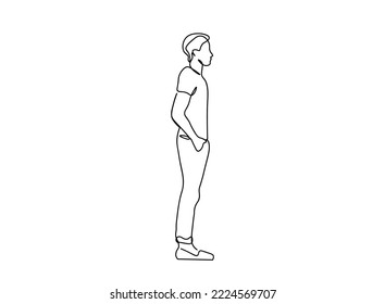 Man line art drawing continues line vector illustration