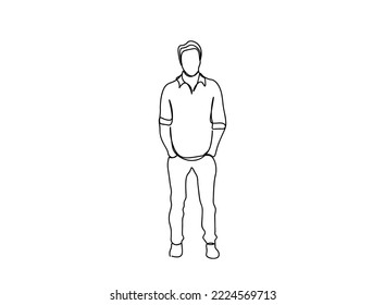 Man line art drawing continues line vector illustration