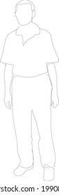 A man line art.The man is standing. One line art.