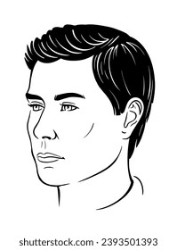 Man line avatar . Male face portrait sketch