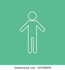 Man Line Icon On Green Background