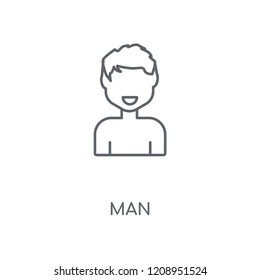 Man linear icon. Man concept stroke symbol design. Thin graphic elements vector illustration, outline pattern on a white background, eps 10.