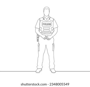 Man lines policeman critical infrastructure man in uniform vector illustration