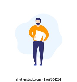 man with list of paper, vector