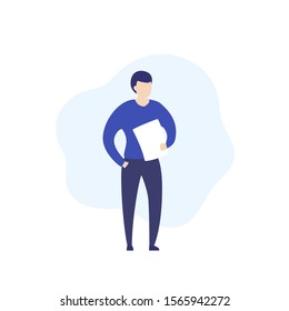 man with list of paper, vector illustration