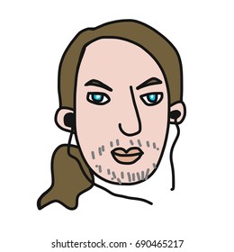 Man listen music cartoon vector illustration