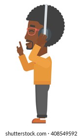 Man listening music in headphones