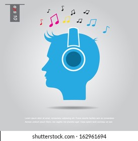 Man listening to music icon vector